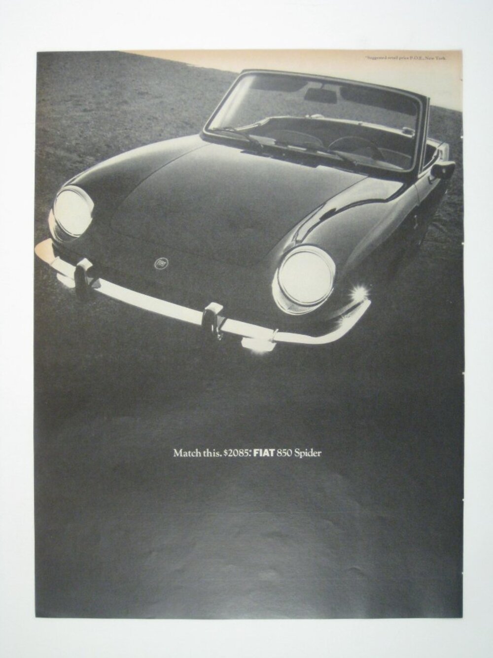 Vintage 1968 Fiat 850 Spider Print Ad Classic Car Advertisement Sports Muscle